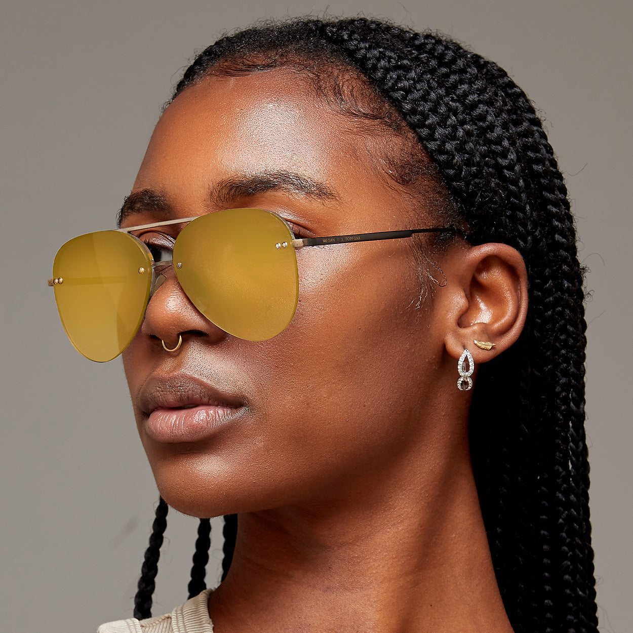 Explore More Collection - Smaller Megan 2 Mirrored Bronze - Tangle Free Aviator Sunglasses