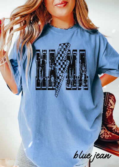 Checkered Bolt MAMA Tee *10 Colors Black Ink (S-3X)