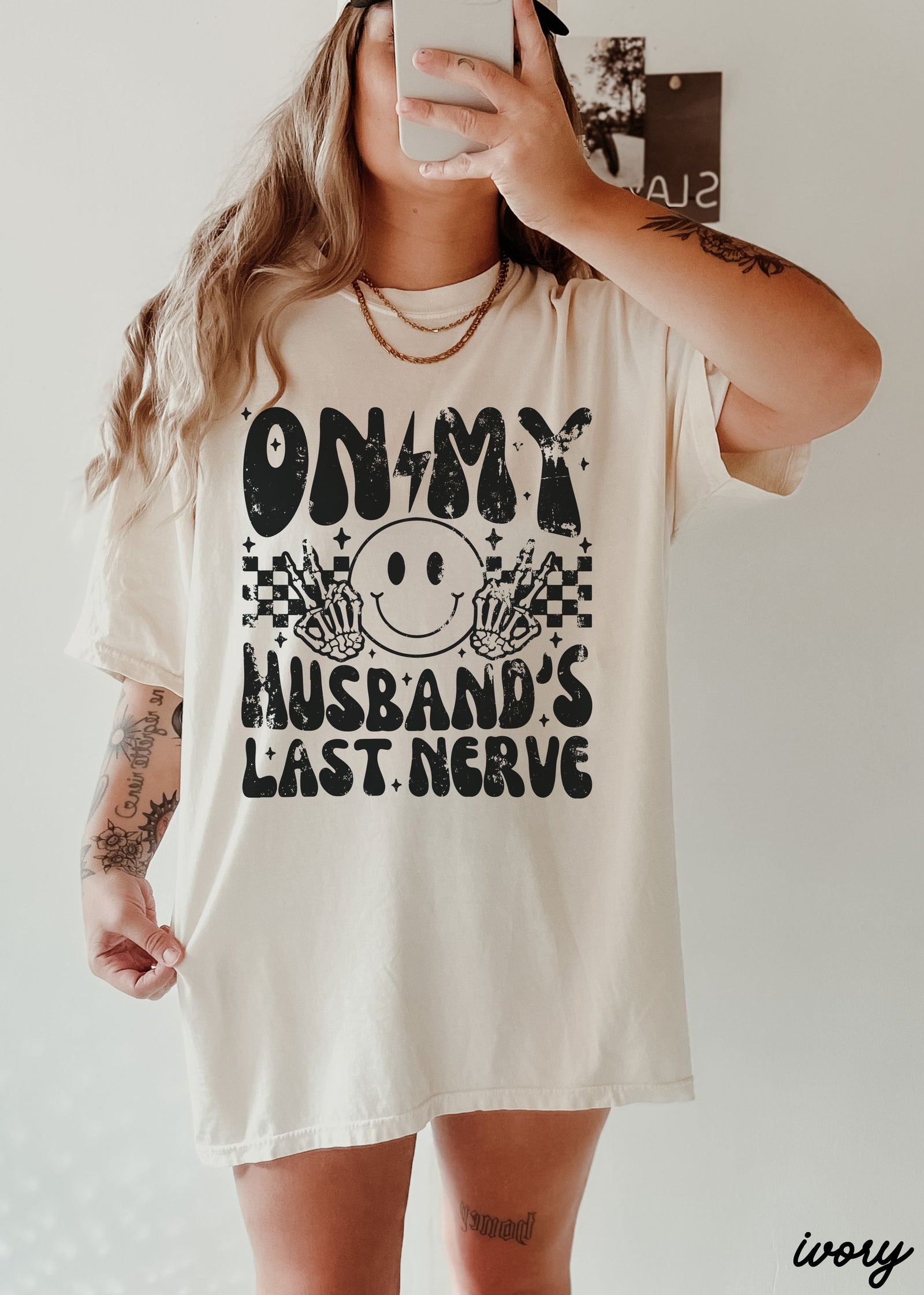 Husbands Last Nerve FRONT PRINT Tee *8 Colors (S-3X)