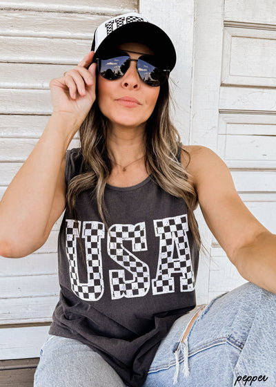 Checkered USA Tank *4 Colors (S-3X)