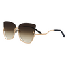 Explore More Collection - Vixen - Brown Lens Gold Frame Metal Cateye Sunglasses