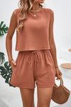 Explore More Collection - Round Neck Top and Drawstring Shorts Set