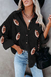 Explore More Collection - Sequin Football Button Up Long Sleeve Jacket