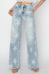 Explore More Collection - RISEN Full Size Raw Hem Star Wide Leg Jeans