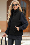 Explore More Collection - Pocketed Zip Up Turtleneck Vest Coat