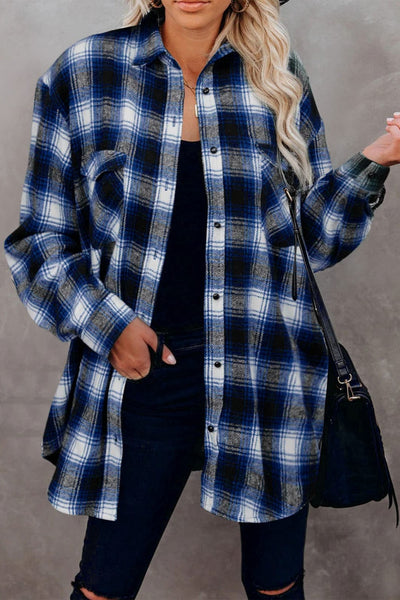 Explore More Collection - Full Size Plaid Collared Neck Long Sleeve Shirt