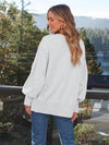 Explore More Collection - Slit Round Neck Long Sleeve Sweatshirt