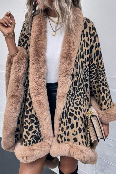 Explore More Collection - Leopard Open Front Poncho