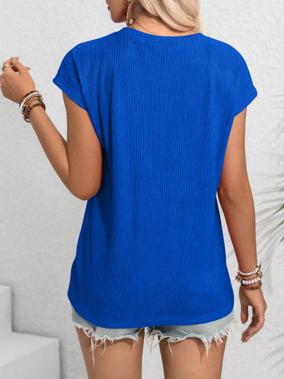 Explore More Collection - Round Neck Cap Sleeve Blouse