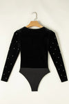 Explore More Collection - Pearl Detail V-Neck Long Sleeve Bodysuit