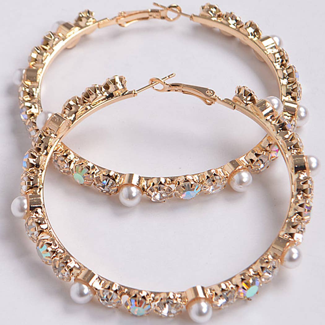 Luxury Stones Hoop Earrings: Gold