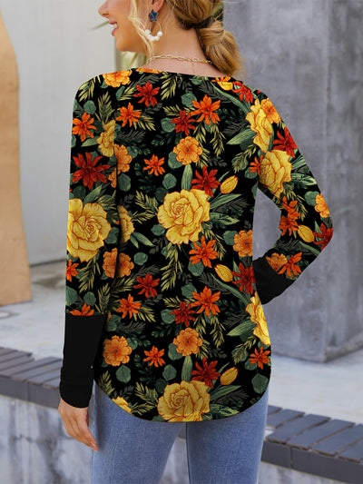 Explore More Collection - Printed Round Neck Long Sleeve T-Shirt