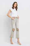 Explore More Collection - Lovervet Distressed Raw Hem Cropped Flare Jeans