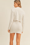 Explore More Collection - MABLE Houndstooth Cropped Knit Cardigan and Mini Skirt Set