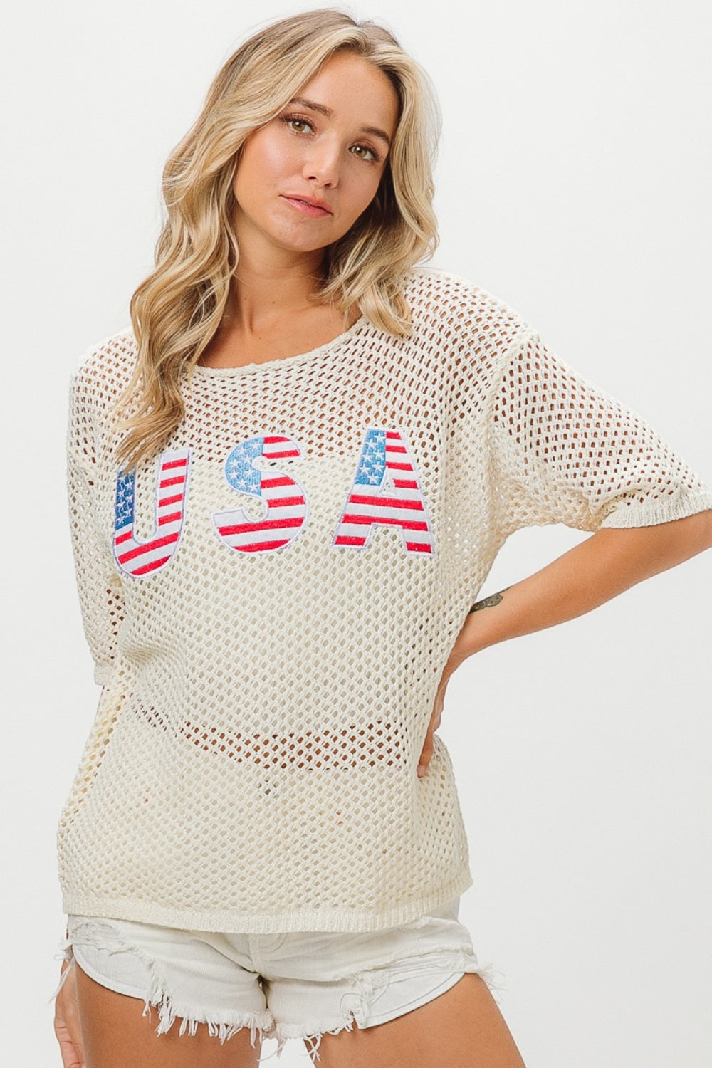 Explore More Collection - BiBi US Flag Theme Knit Cover Up