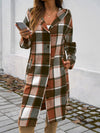 Explore More Collection - Plaid Long Sleeve Hooded Coat