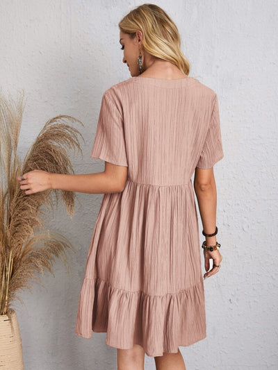 Explore More Collection - Full Size V-Neck Short Sleeve Dress