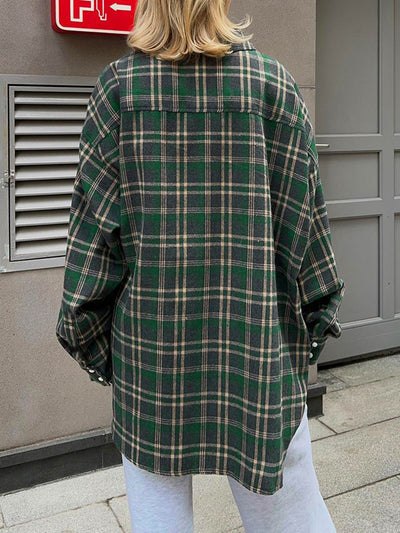 Explore More Collection - Pocketed Plaid Button Up Shacket