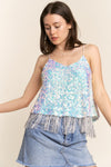 Explore More Collection - J.NNA Sequin Tassel Hem Flowy Cami