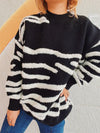 Explore More Collection - Contrast Round Neck Long Sleeve Sweater