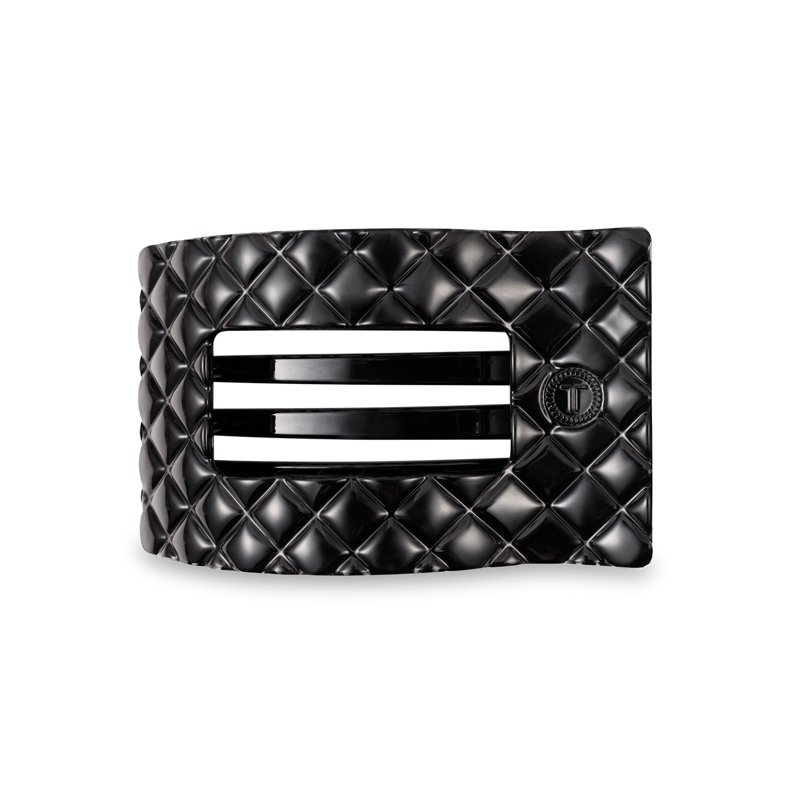 Flat Rectangle Hair Clip | Medium | Jet Black Quilted