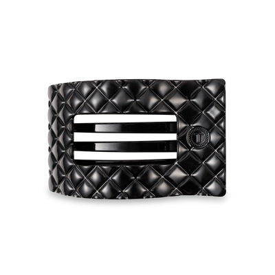 Flat Rectangle Hair Clip | Medium | Jet Black Quilted