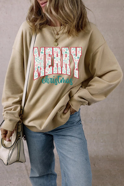 Explore More Collection - MERRY CHRISTMAS Round Neck Long Sleeve Sweatshirt