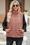 Explore More Collection - Pocketed Zip Up Turtleneck Vest Coat