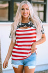 Explore More Collection - Cutout Striped Round Neck Short Sleeve T-Shirt