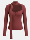 Explore More Collection - Ruched Sweetheart Neck Long Sleeve T-Shirt