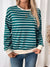 Explore More Collection - Perfee Striped Contrast Round Neck Long Sleeve Sweatshirt