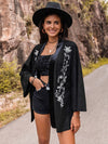 Explore More Collection - Embroidered Open Front Long Sleeve Cardigan