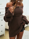 Explore More Collection - Off-Shoulder Extra-Long Sleeve Sweater