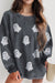 Explore More Collection - Glitter Ghost Round Neck Long Sleeve Sweatshirt