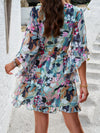 Explore More Collection - Ruffled Printed Surplice Half Sleeve Mini Dress