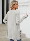 Explore More Collection - Pocketed Open Front Long Sleeve Cardigan