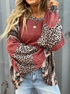 Explore More Collection - Leopard Round Neck Long Sleeve Sweatshirt