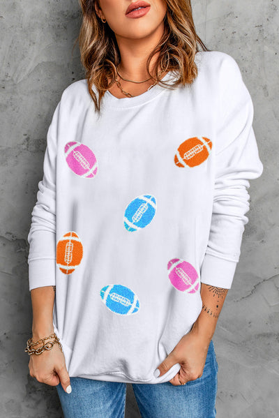 Explore More Collection - Football Round Neck Long Sleeve Sweatshirt