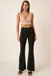 Explore More Collection - Mittoshop Crepe Knit Elastic Waist Flare Leg Pants