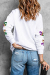 Explore More Collection - Mardi Gras Sequin Round Neck Dropped Shoulder Sweatshirt