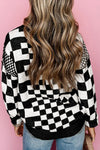 Explore More Collection - Checkered Round Neck Long Sleeve Sweater