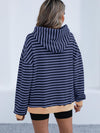 Explore More Collection - Drawstring Striped Long Sleeve Hoodie