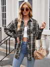 Explore More Collection - Pocketed Plaid Collared Neck Long Sleeve Shirt