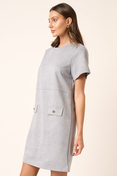 Explore More Collection - Mittoshop Suede Short Sleeve Mini Dress