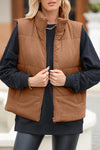 Explore More Collection - Pocketed Zip Up Turtleneck Vest Coat