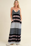 Explore More Collection - Pocketed Striped V-Neck Sleeveless Cami Dress