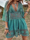 Explore More Collection - Lace Detail Plunge Cover-Up Dress