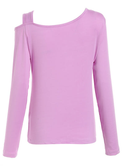 Explore More Collection - Cutout Asymmetrical Neck Long Sleeve T-Shirt