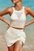 Explore More Collection - Openwork Sleeveless Top and Drawstring Skirt Cover Up Set