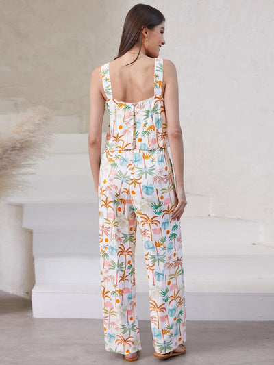 Explore More Collection - Printed Wide Strap Top and Pants Set